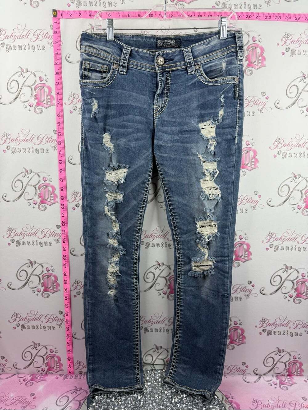 Silver Jeans suki Distressed Indigo Skinny Jeans
